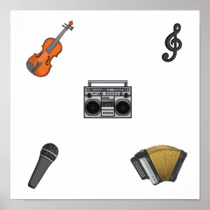 Póster Colección de instrumentos de música