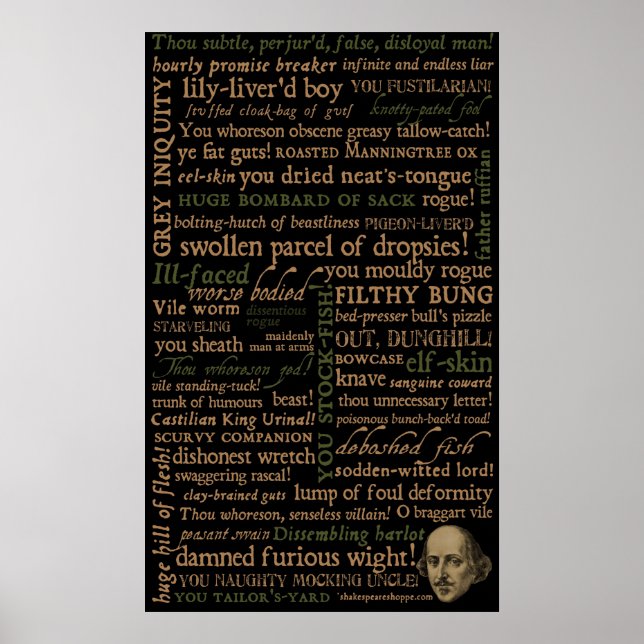Póster Colección de insultos de Shakespeare (Frente)