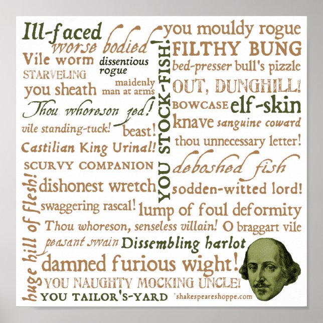 Póster Colección de insultos de Shakespeare (Frente)