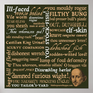 Póster Colección de insultos de Shakespeare