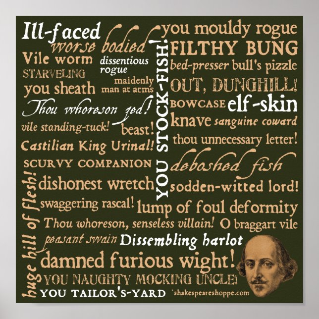 Póster Colección de insultos de Shakespeare (Frente)