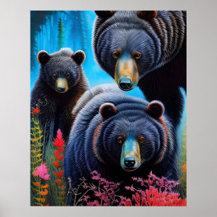 Póster Colección de la familia del oso