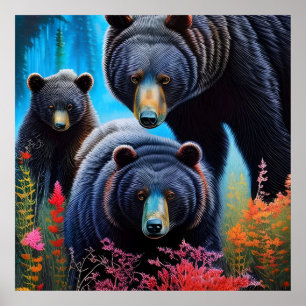 Póster Colección de la familia del oso