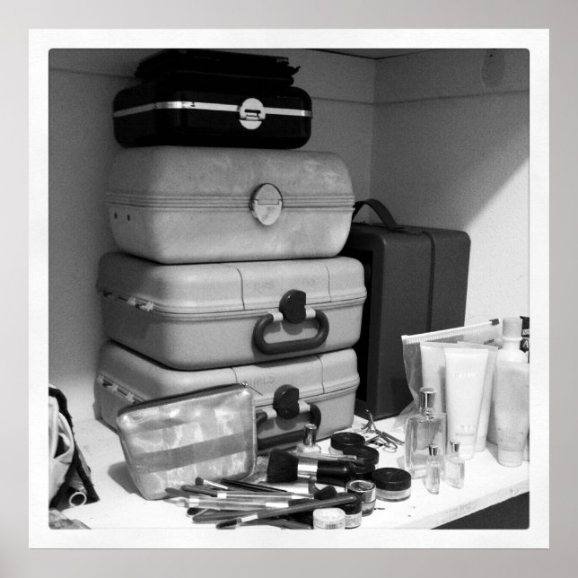 Póster Colección de maquillaje Fotografía en blanco negro (Frente)