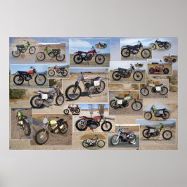 Póster Colección de motocicletas de época, 36x24 mate