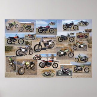 Póster Colección de motocicletas de época, 36x24 mate