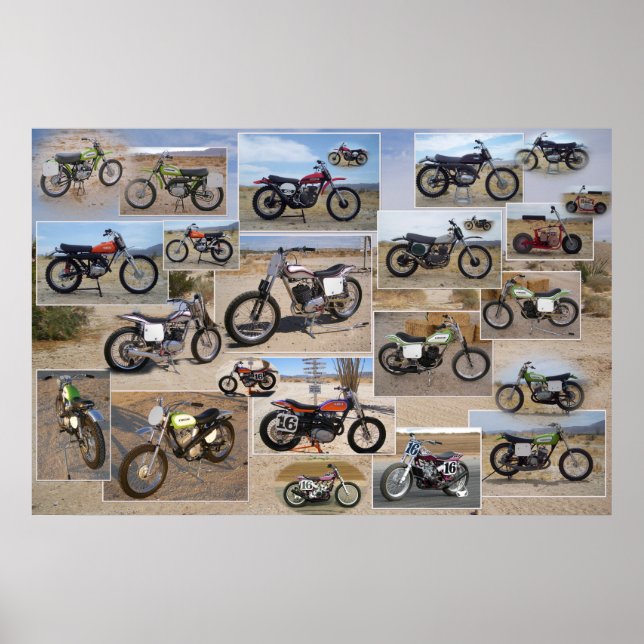 Póster Colección de motocicletas de época, 36x24 mate (Frente)