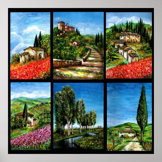 Póster COLECCIÓN DE PAISAJES DE TOSCANA / Flora y campos (Frente)