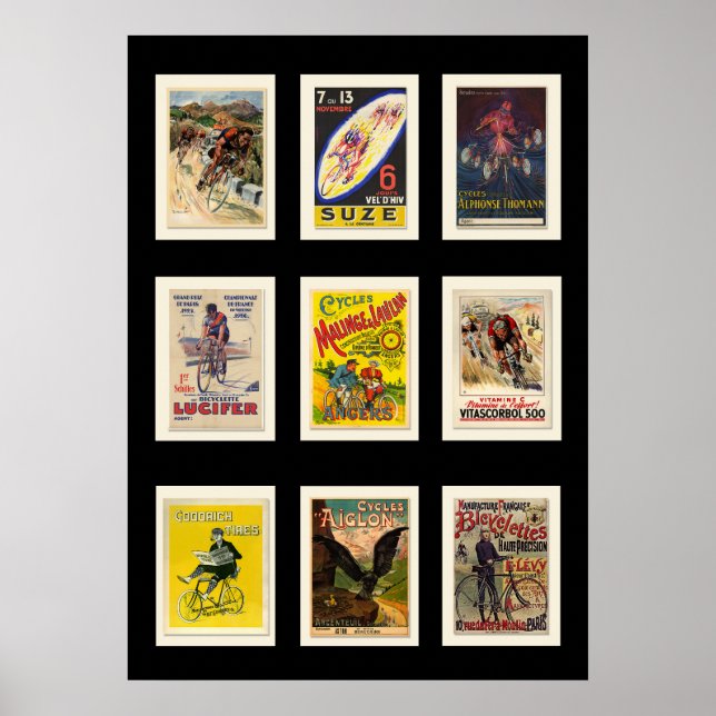 Póster Colección de postales de ciclismo de época poster  (Frente)