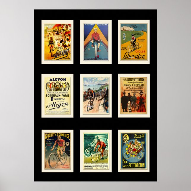 Póster Colección de postales de ciclismo de época poster  (Frente)