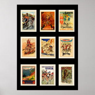 Póster Colección de postales de ciclismo de época poster 