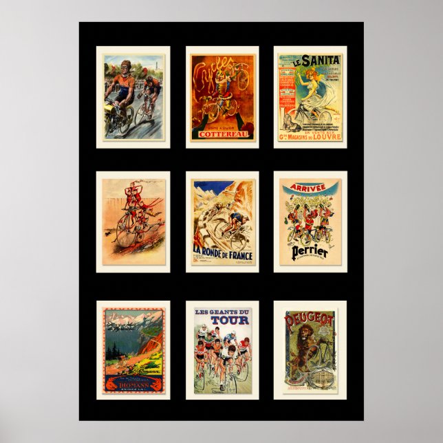 Póster Colección de postales de ciclismo de época poster  (Frente)