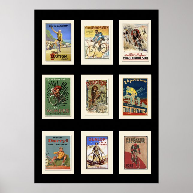 Póster Colección de postales de ciclismo de época poster  (Frente)