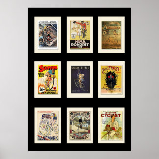 Póster Colección de postales de ciclismo de vintage poste