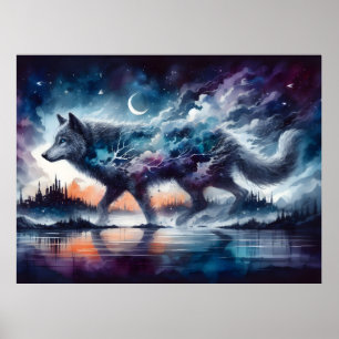 Póster Colección de Pósteres de Lobo Espíritu Cósmico