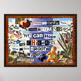 Póster Colección de raíces y algas