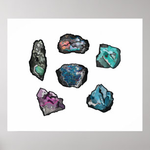 Póster Colección de rock de cristal natural