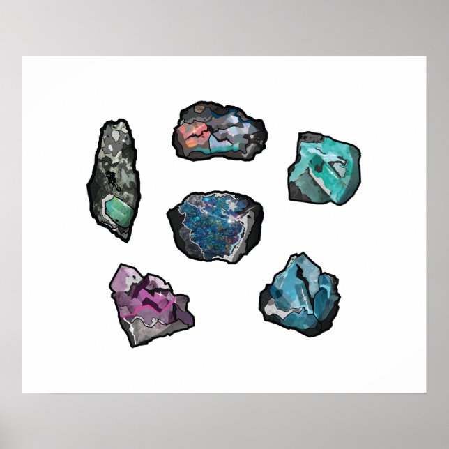 Póster Colección de rock de cristal natural (Frente)