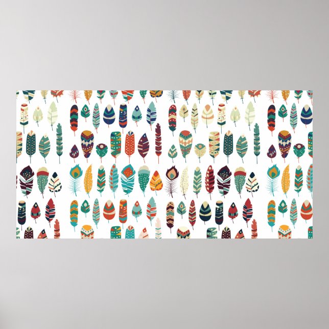 Póster Colección de traza de mano étnica de la tribu boho (Frente)