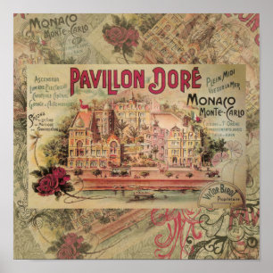 Póster Colección de Vintage Fancy Monaco Monte Carlo Trav