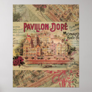 Póster Colección de Vintage Fancy Monaco Monte Carlo Trav