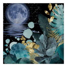 Póster Colección Elegancia Nocturna Verdeazulada