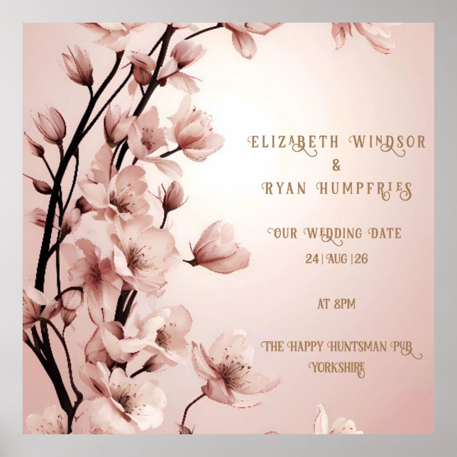 Póster Colección Invitación a la Boda de Flores de Amor (Frente)
