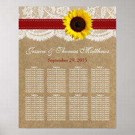 Póster Colección Kraft, Lace & Sunflower - Rojo