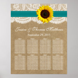 Póster Colección Kraft, Lace & Sunflower - Verde azulado