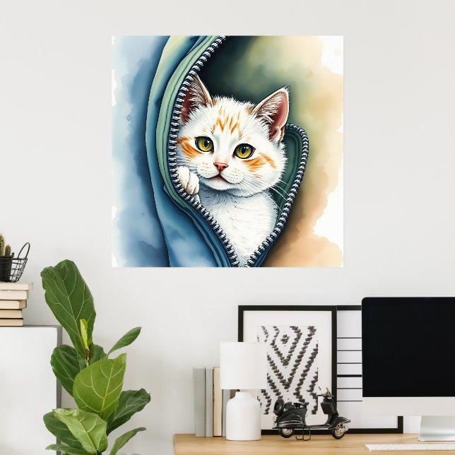 Póster Colección moderna de gatos color agua dulce (Oficina en casa)