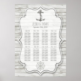 Póster Colección Nautical Whitewashed Wood Beach Wedding