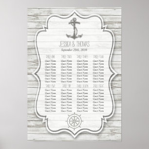 Póster Colección Nautical Whitewashed Wood Beach Wedding