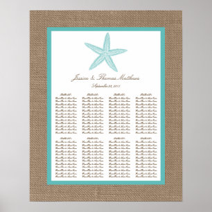 Póster Colección Turquoise Starfish Burlap Beach Wedding