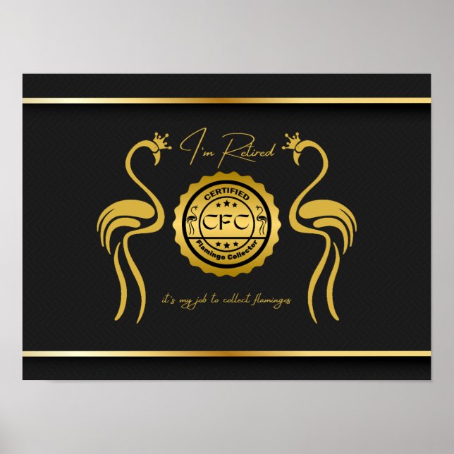 Póster Colector Flamingo Certificado Retirado Oro Negro (Frente)