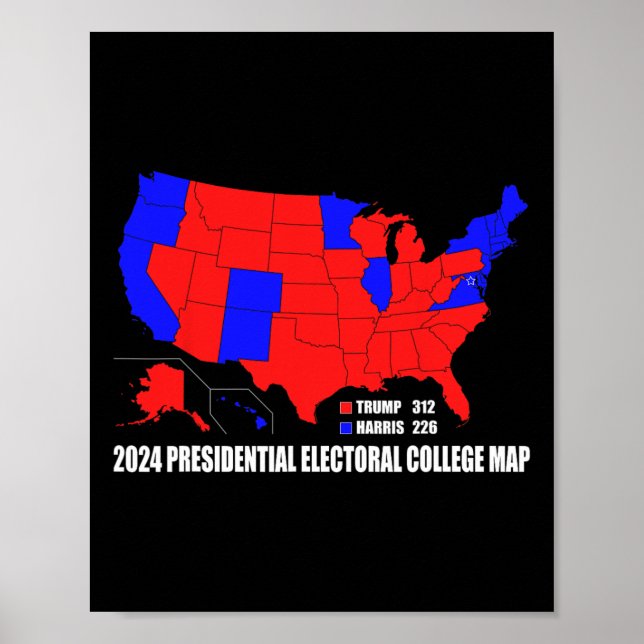Póster Colegio Electoral Presidencial Mapa De EE. UU. Tru (Frente)