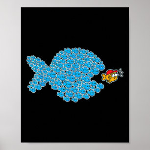 Póster Colegio Peces Azules A Punto De Poner Pescado Nara