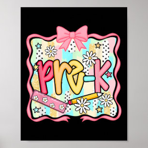 Póster Colegio Preppy Coquette Bow De Regreso A La Escuel
