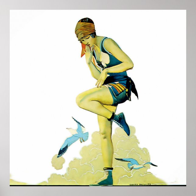 Póster Coles Phillips ‘Chica Fadeaway’  “Un baño rápido” (Frente)