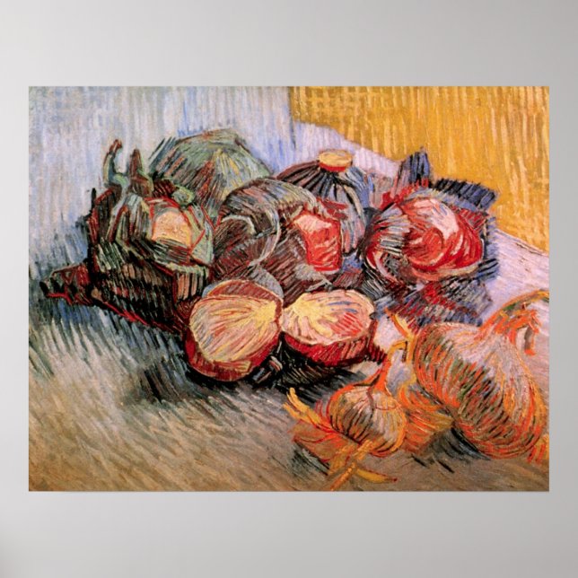 Póster Coles rojos y cebolla de Vincent van Gogh (Frente)