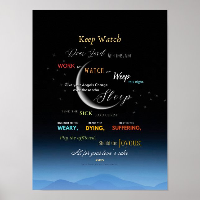 Póster Colgando el muro de la oración nocturna (Frente)