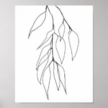 Colgando Eucalyptus Línea Botánica Minimalista Art