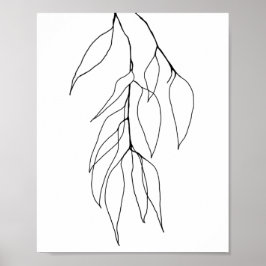 Póster Colgando Eucalyptus Línea Botánica Minimalista Art