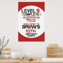 Póster colgante de cumpleaños para gamer
