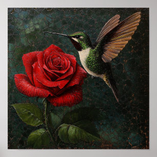 Póster Colgante de pared floral de rosa audaz para diseño