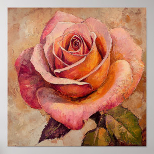 Póster Colgante de pared floral de rosa moderna para inte