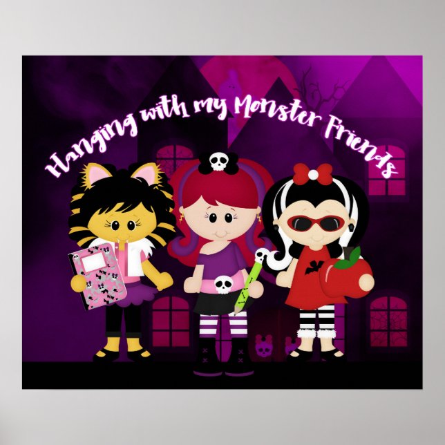 Póster Colgar con mi monstruo amigo Halloween (Frente)
