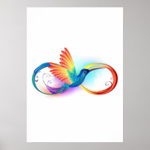 Póster Colibrí arcoíris con símbolo de infinito