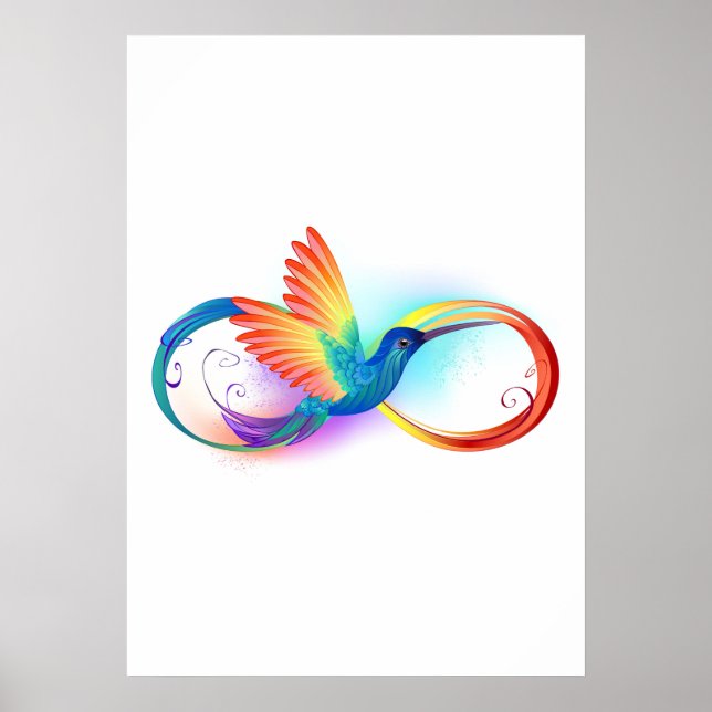 Póster Colibrí arcoíris con símbolo de infinito (Frente)