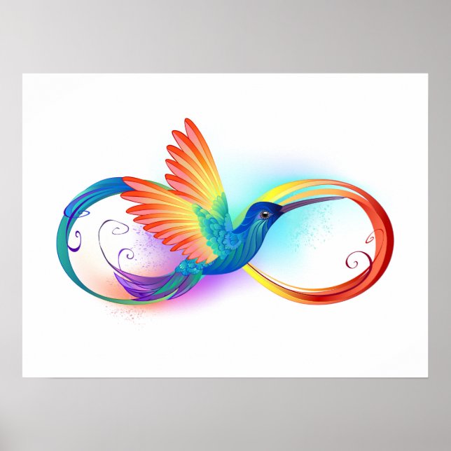 Póster Colibrí arcoiris con símbolo Infinity (Frente)