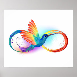 Póster Colibrí arcoiris con símbolo Infinity